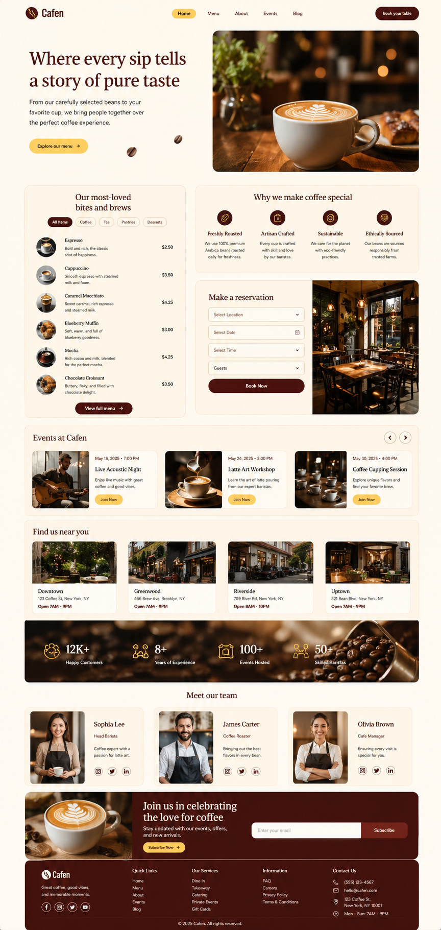 Coffee Shop Event Landing