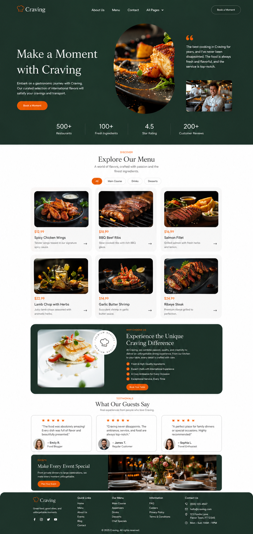 Fine Dining Restaurant Landing